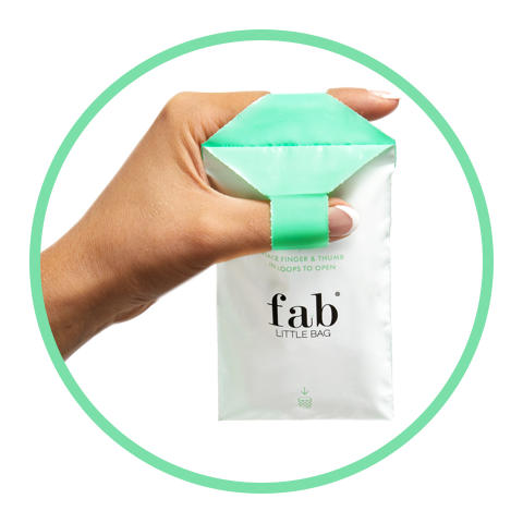 Sacs Sanitaires Fab Little Bag - Pack De 200 Recharges | 8x15 Cm, Scellables, étanches | Pour Tampons, Serviettes, Lingettes | À Base De Canne à Sucre Et Plastique Recyclé